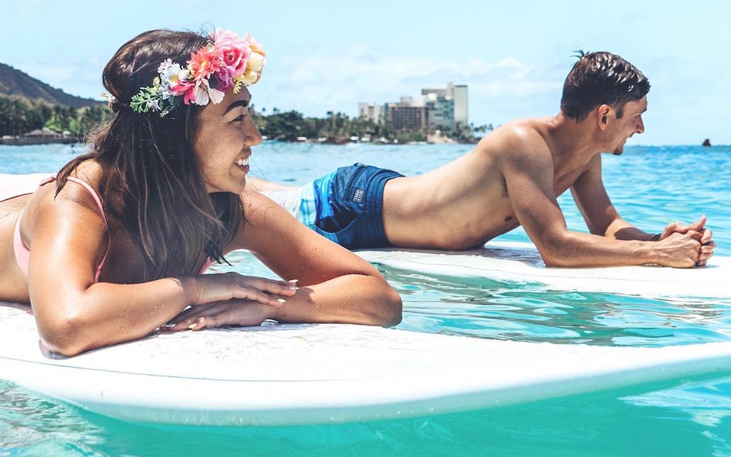 Couples Surf Lessons Waikiki Beach Honolulu Oahu HI